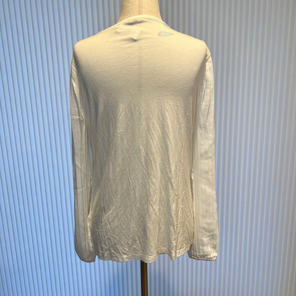 TALBOTS Women's Pleated Sleeve Crewneck Top Size S In White - Picture 4 of 13